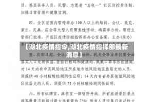 【湖北疫情指令,湖北疫情指挥部最新消息】
