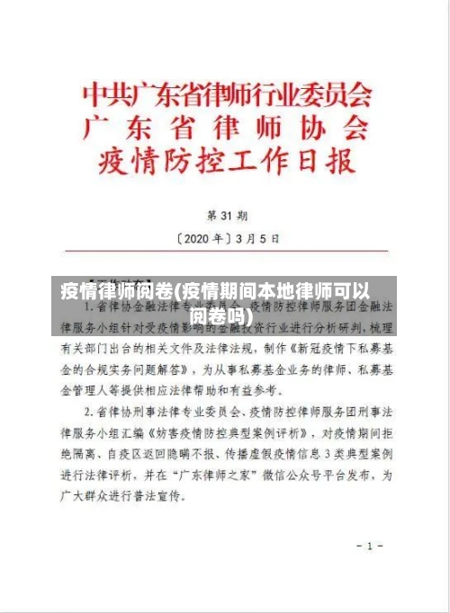 疫情律师阅卷(疫情期间本地律师可以阅卷吗)-第2张图片