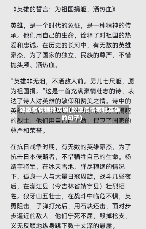 致敬疫情牺牲英雄(致敬疫情牺牲英雄的句子)-第2张图片